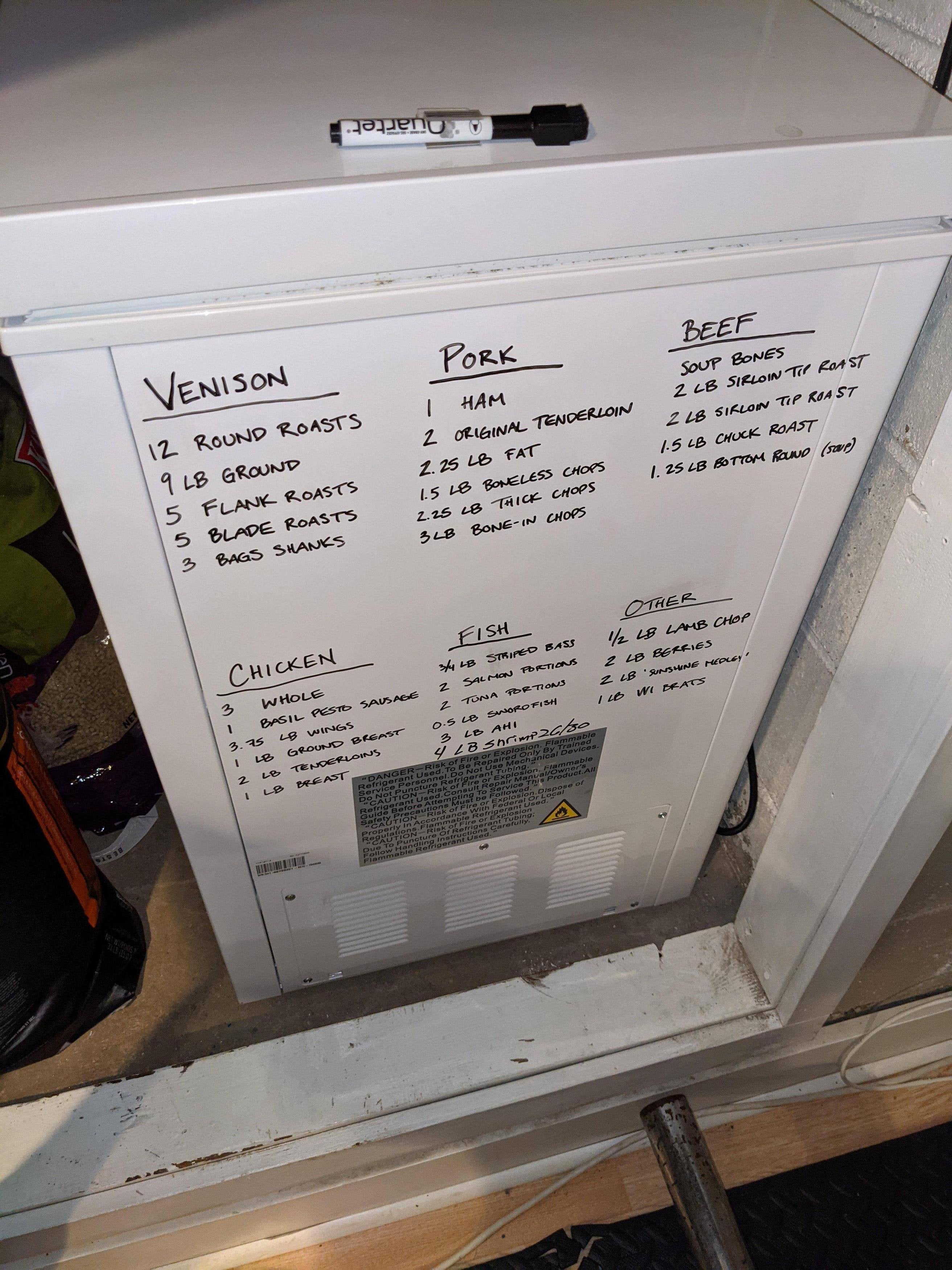 LPT Use a dry erase marker directly on your chest freezer to inventory it's contents.
